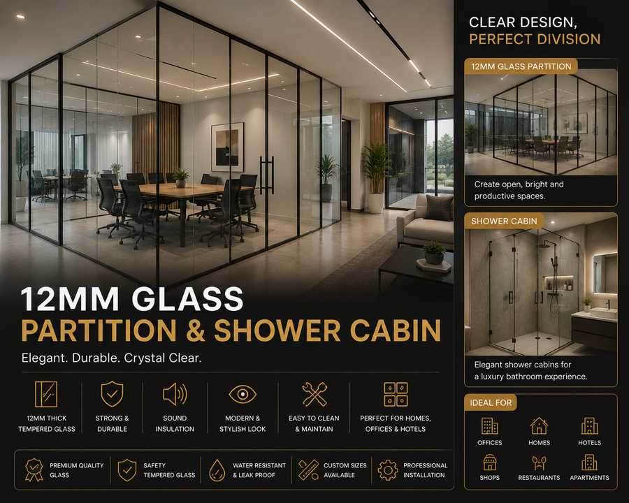 12mm glass  partition &  shower cabin